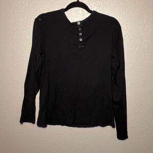 Hudson-jeans Men's Black and Navy Shirt Button-Up Longsleeve Medium
